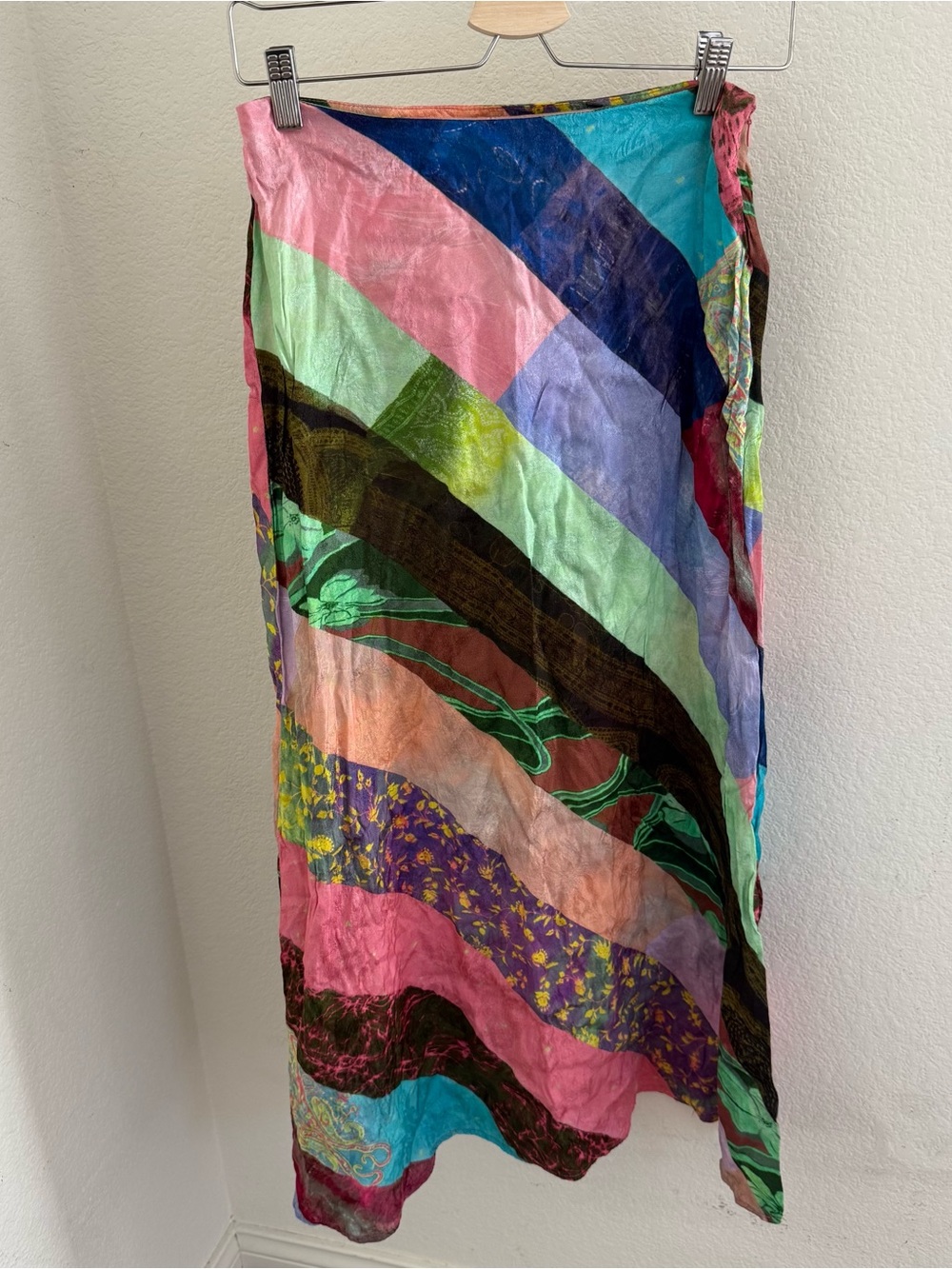 Nasty gal patchwork print satin midi maxi skirt boho size 4 hippie Gypsy - Picture 3 of 7